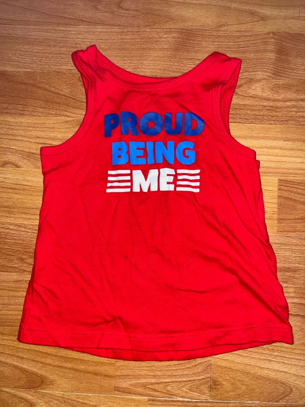 Cat & Jack Red Tank Top with Blue and White Graphic - "Proud Being Me"